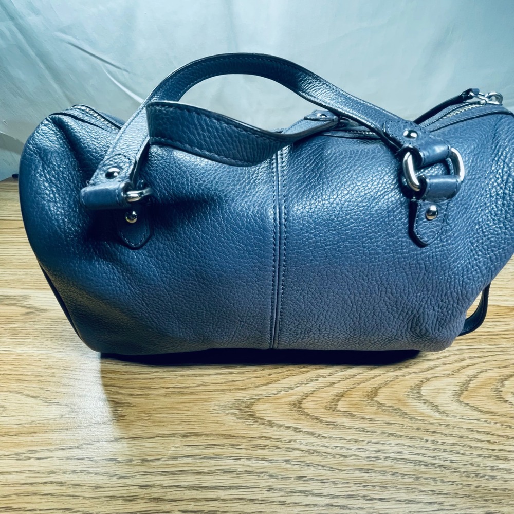 Coach Women Satchel Pebbled Leather Slate Blue Medium Crossbody Tassel 23121 - Picture 2 of 11